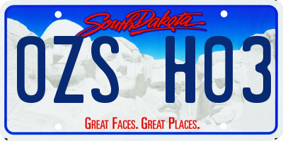 SD license plate 0ZSH03