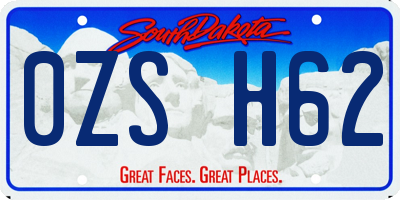 SD license plate 0ZSH62