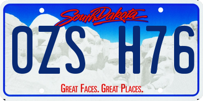 SD license plate 0ZSH76