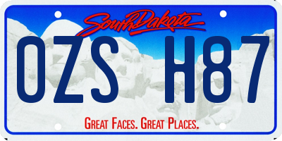 SD license plate 0ZSH87