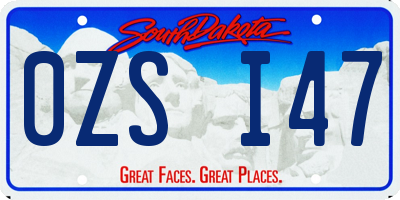 SD license plate 0ZSI47