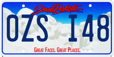 SD license plate 0ZSI48