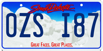 SD license plate 0ZSI87
