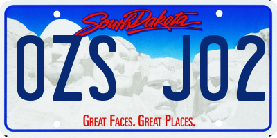 SD license plate 0ZSJ02