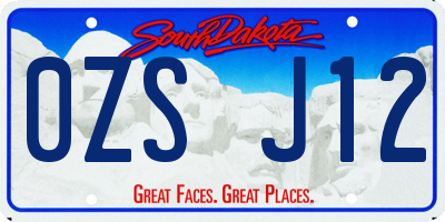 SD license plate 0ZSJ12