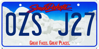 SD license plate 0ZSJ27