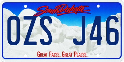 SD license plate 0ZSJ46