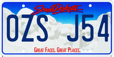 SD license plate 0ZSJ54