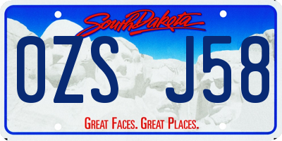 SD license plate 0ZSJ58