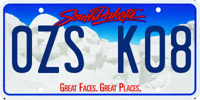 SD license plate 0ZSK08