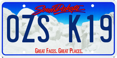 SD license plate 0ZSK19