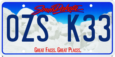 SD license plate 0ZSK33