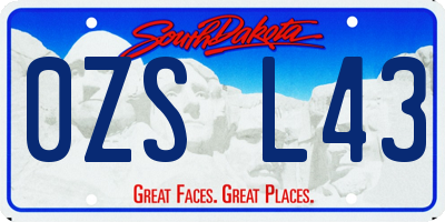 SD license plate 0ZSL43