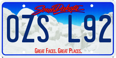 SD license plate 0ZSL92