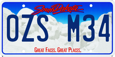 SD license plate 0ZSM34