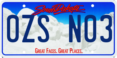 SD license plate 0ZSN03
