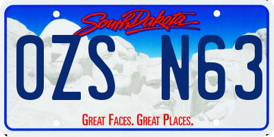 SD license plate 0ZSN63