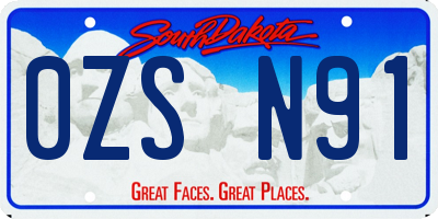 SD license plate 0ZSN91
