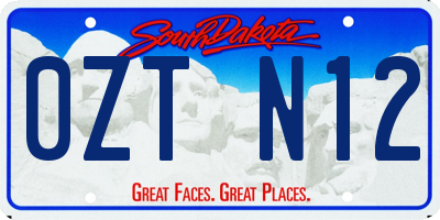 SD license plate 0ZTN12
