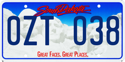 SD license plate 0ZTO38