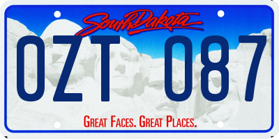 SD license plate 0ZTO87