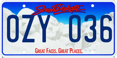 SD license plate 0ZYO36