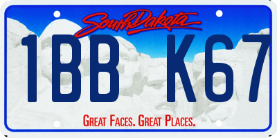 SD license plate 1BBK67