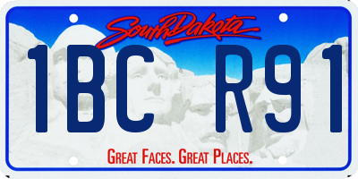 SD license plate 1BCR91