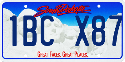 SD license plate 1BCX87