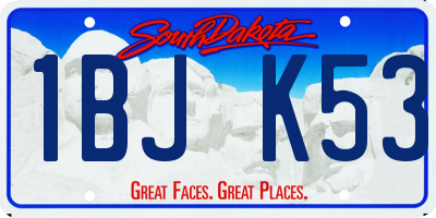 SD license plate 1BJK53