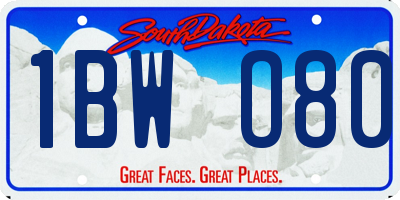 SD license plate 1BWO80
