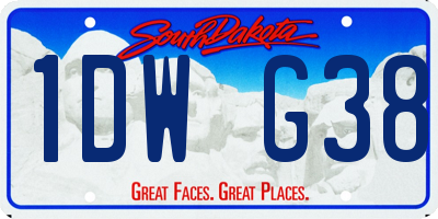 SD license plate 1DWG38