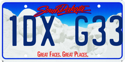 SD license plate 1DXG33