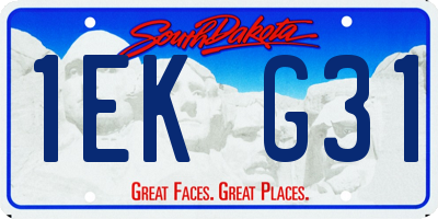 SD license plate 1EKG31