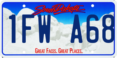 SD license plate 1FWA68