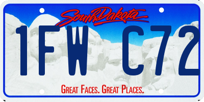SD license plate 1FWC72
