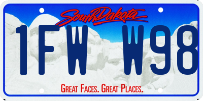 SD license plate 1FWW98