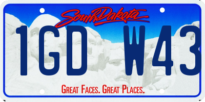 SD license plate 1GDW43