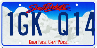 SD license plate 1GKQ14