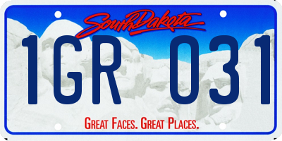 SD license plate 1GRO31