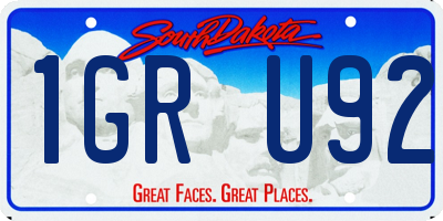 SD license plate 1GRU92