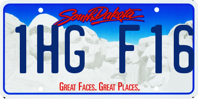 SD license plate 1HGF16
