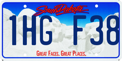 SD license plate 1HGF38