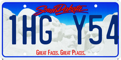 SD license plate 1HGY54