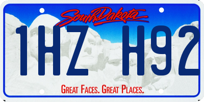 SD license plate 1HZH92