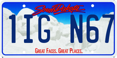 SD license plate 1IGN67