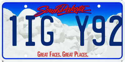 SD license plate 1IGY92