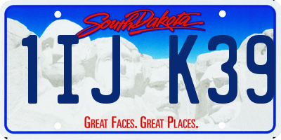 SD license plate 1IJK39