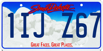 SD license plate 1IJZ67
