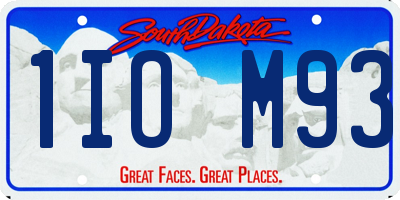 SD license plate 1IOM93